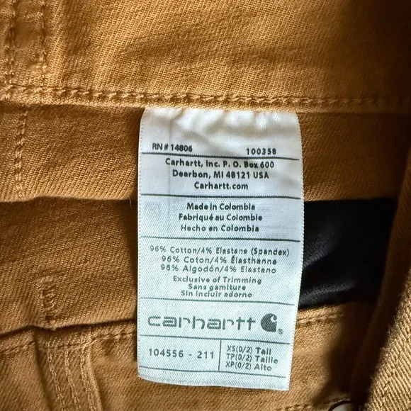 Carhartt Women’s Crawford Double Front Bib Overalls- size Xsmall Tall - Picture 3 of 5